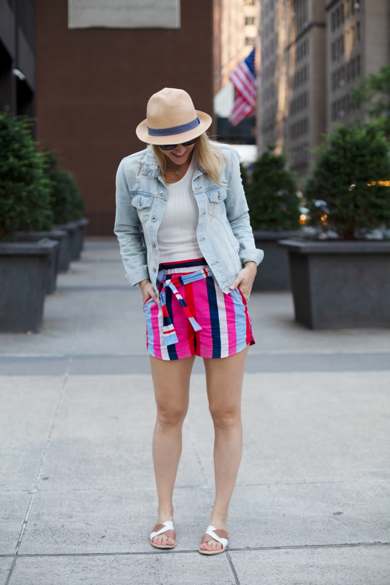 DIY Paperbag shorts handmade with Mood Fabrics